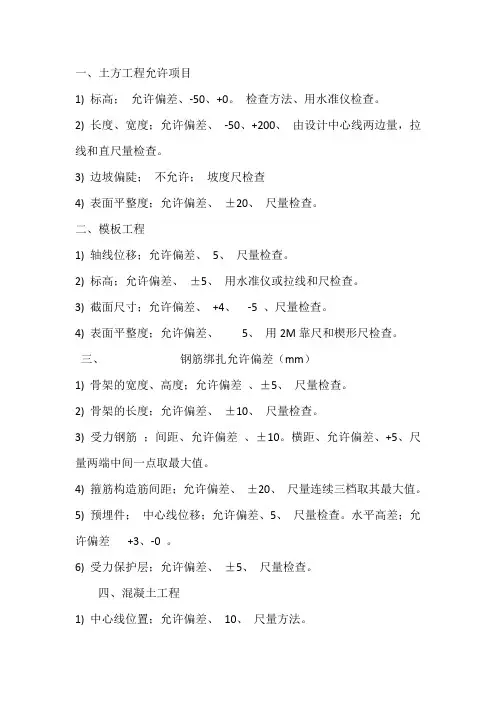 允许偏差