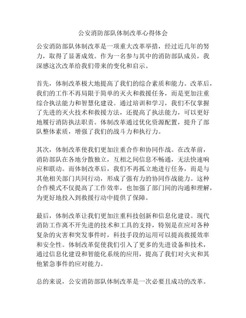 公安消防部队体制改革心得体会