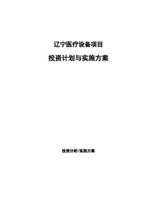 辽宁医疗设备项目投资计划与实施方案
