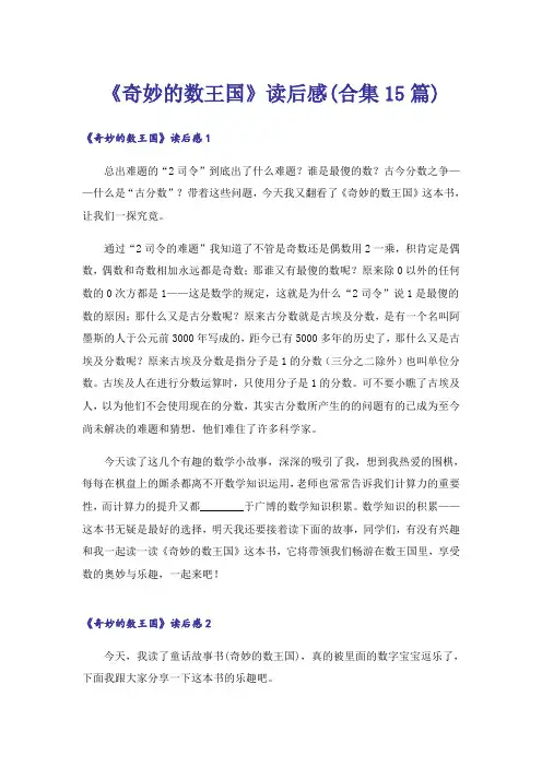 《奇妙的数王国》读后感(合集15篇)