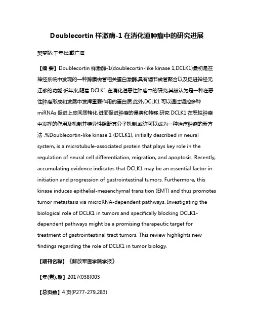 Doublecortin样激酶-1在消化道肿瘤中的研究进展