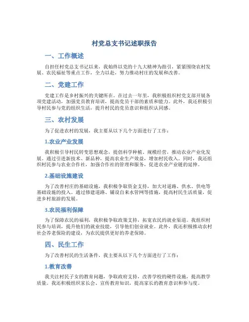 村党总支书记述职报告
