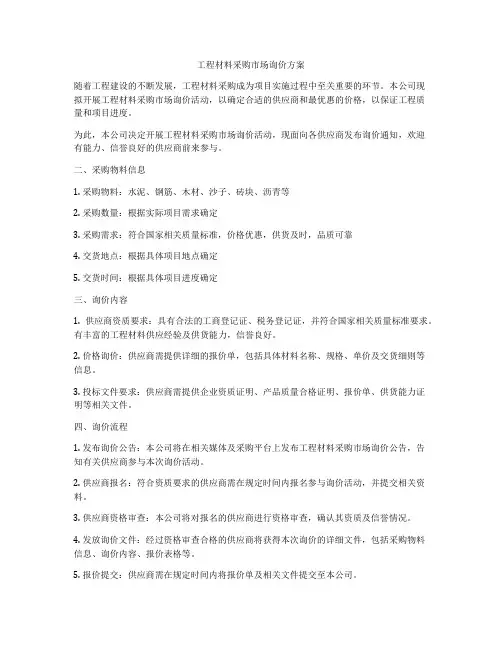 工程材料采购市场询价方案