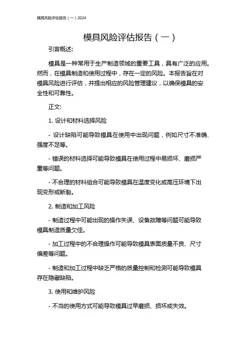 模具风险评估报告(一)2024