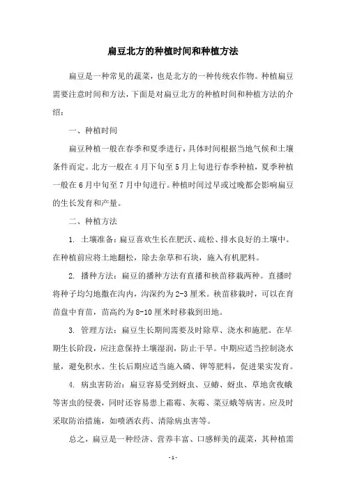 扁豆北方的种植时间和种植方法