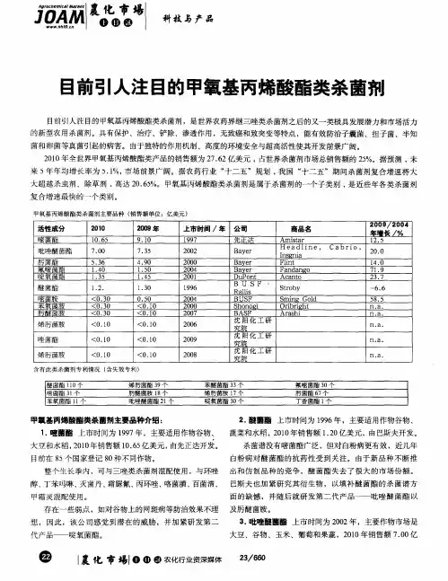 目前引人注目的甲氧基丙烯酸酯类杀菌剂