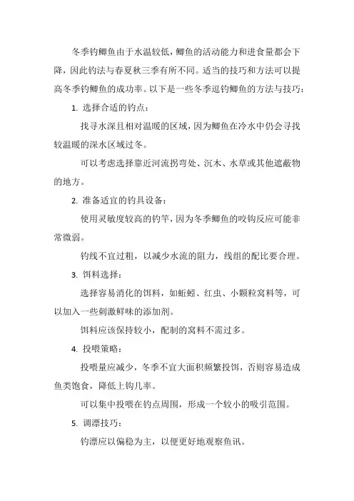 冬季逗钓鲫鱼方法与技巧
