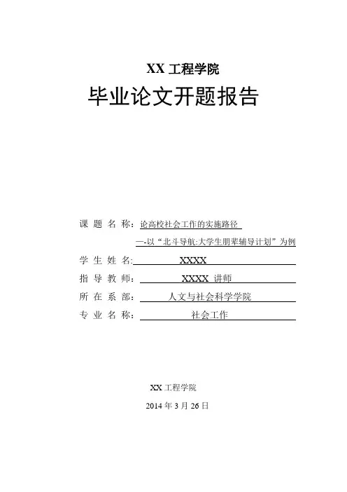 社会工作毕业论文开题报告