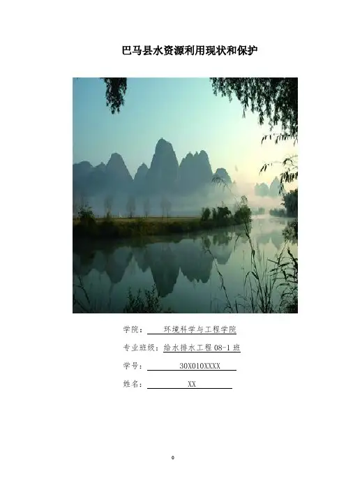 《水资源利用与保护》结课论文