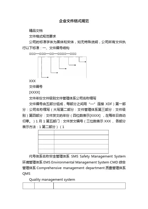 企业文件格式规范