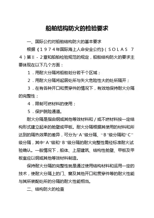 船舶结构防火的检验要求