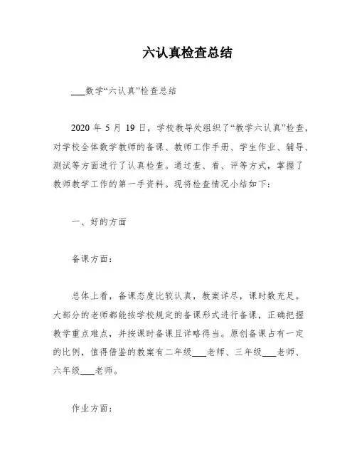 六认真检查总结