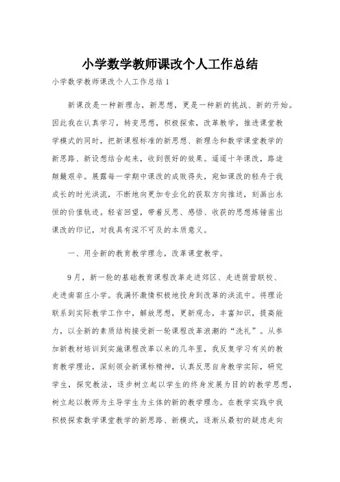 小学数学教师课改个人工作总结