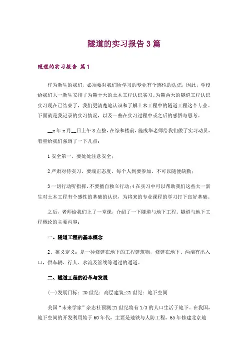 隧道的实习报告3篇