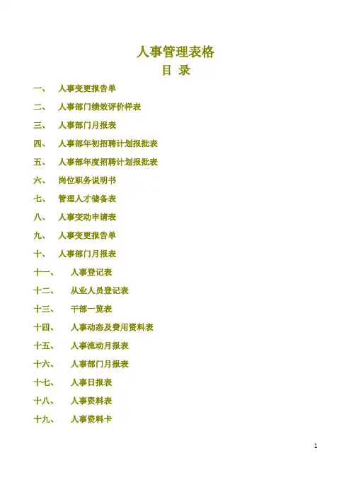 人事管理表格汇总