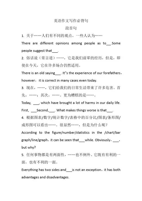 英语作文写作必背句