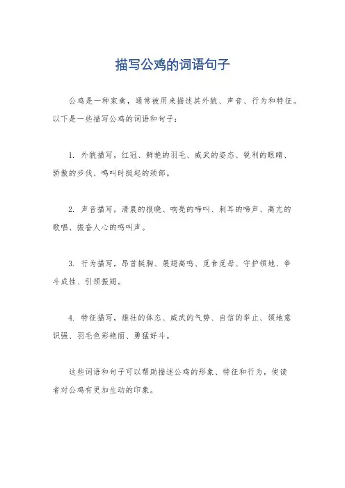 描写公鸡的词语句子