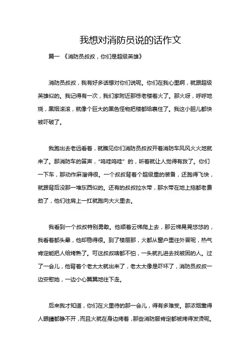 我想对消防员说的话作文