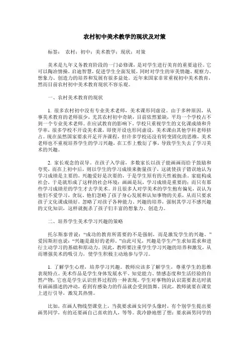 农村初中美术教学的现状及对策