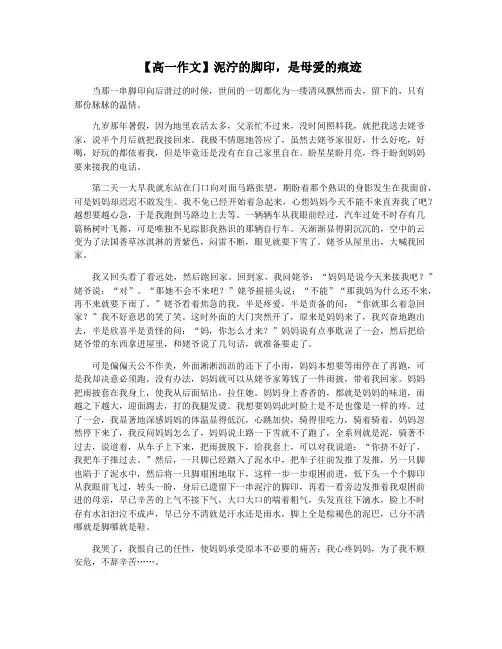 【高一作文】泥泞的脚印,是母爱的痕迹