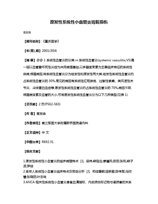 原发性系统性小血管炎肾脏损伤
