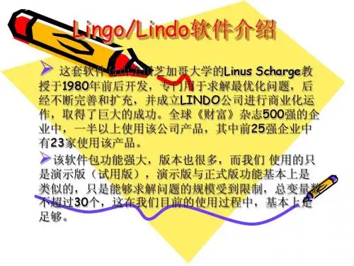 优化模型与Lingo Lindo软件