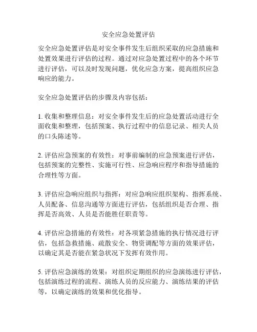 安全应急处置评估