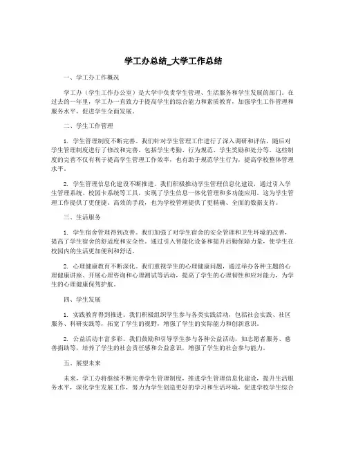 学工办总结_大学工作总结