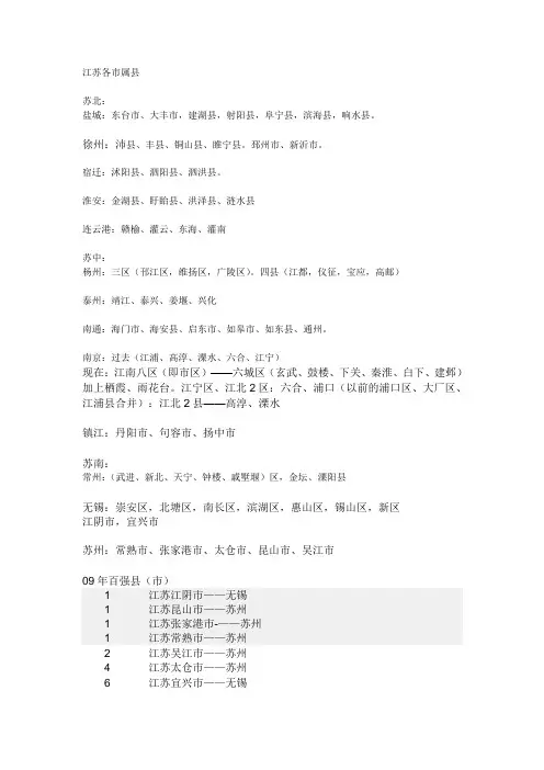 江苏各市属县