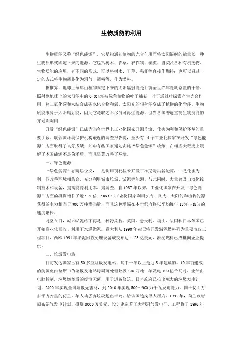 绿色的能源——生物质能