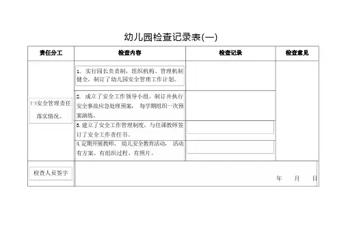 幼儿园检查记录表