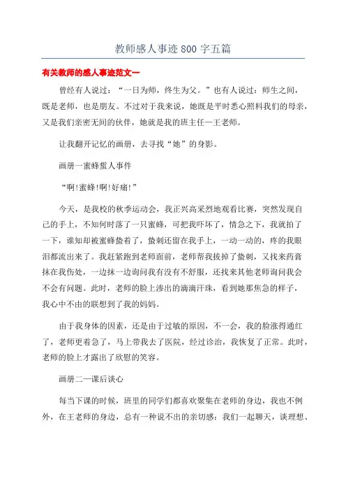 教师感人事迹800字五篇