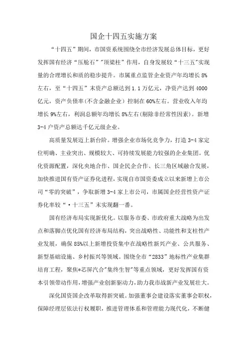 国企十四五实施方案