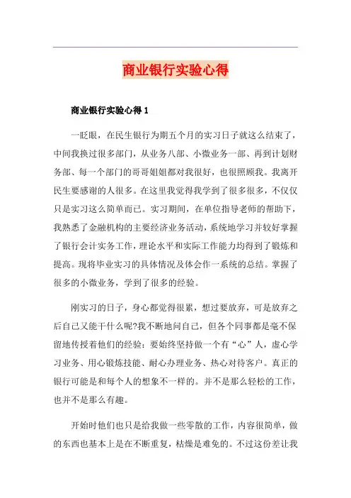 商业银行实验心得