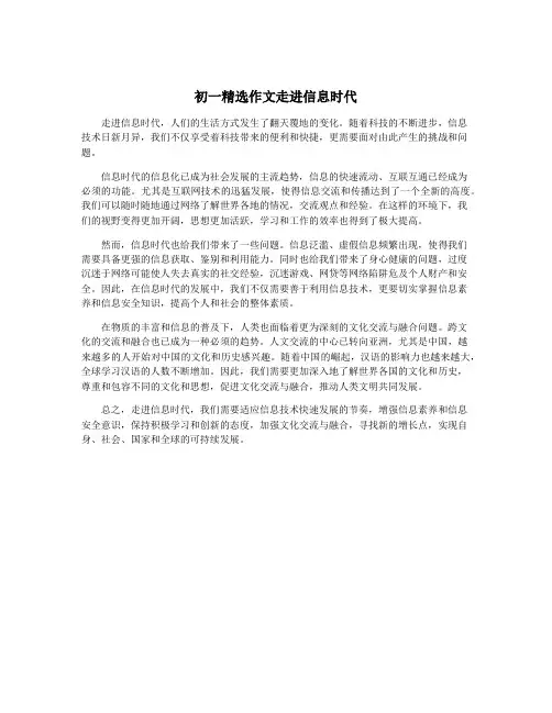初一精选作文走进信息时代