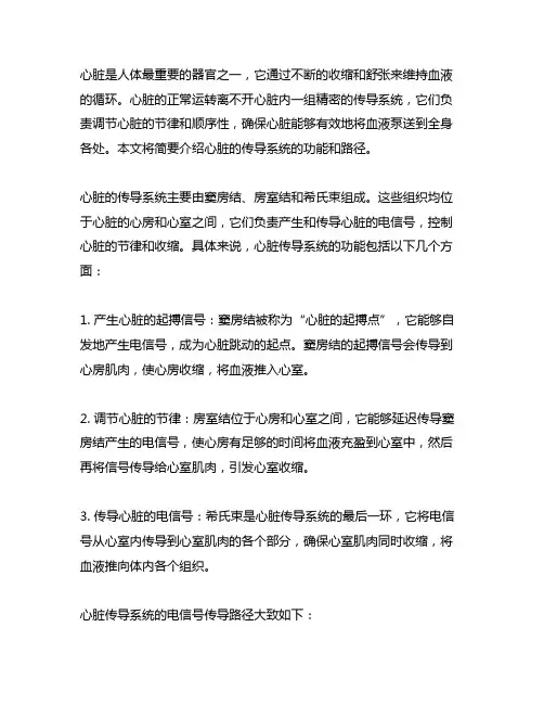 简述心的传导系统的功能和路径。