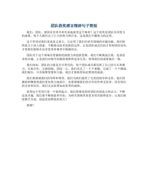团队获奖感言精辟句子简短
