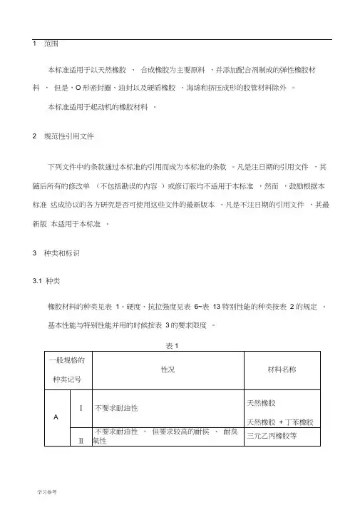 橡胶材料一般规范标准[详]