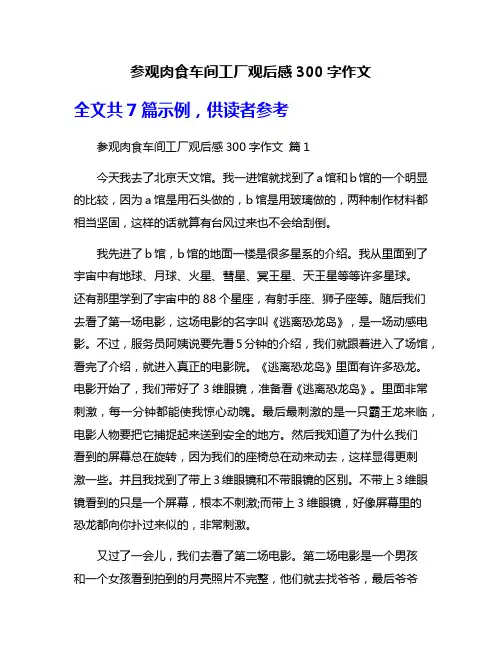 参观肉食车间工厂观后感300字作文