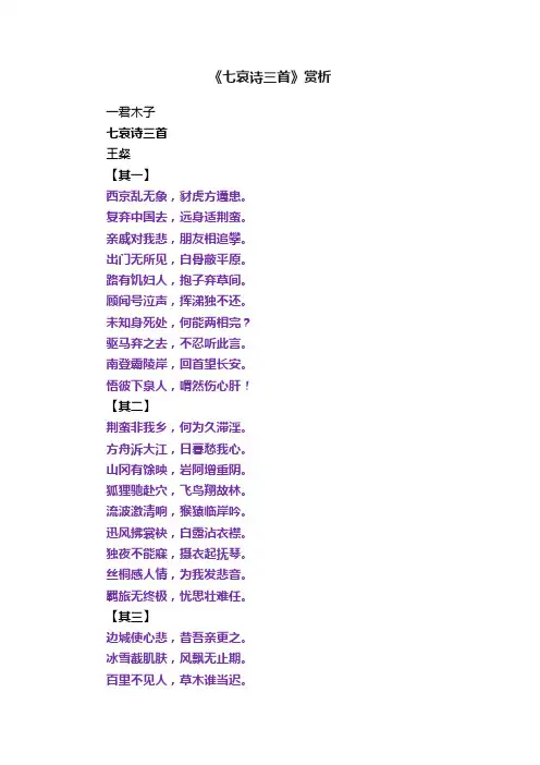 《七哀诗三首》赏析