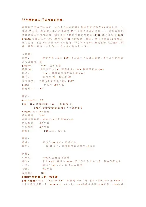 计算机硕士工资一览表