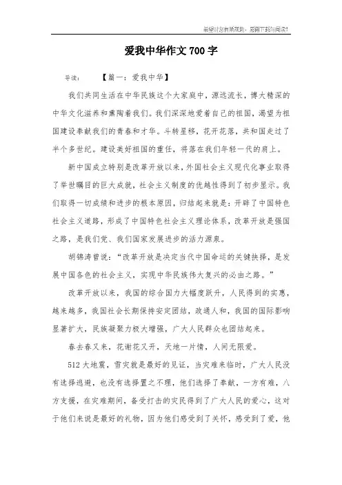 爱我中华作文700字