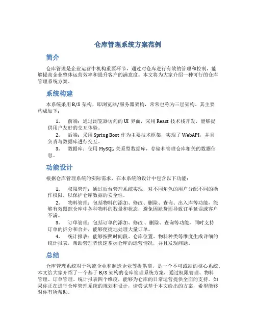 仓库管理系统方案范例