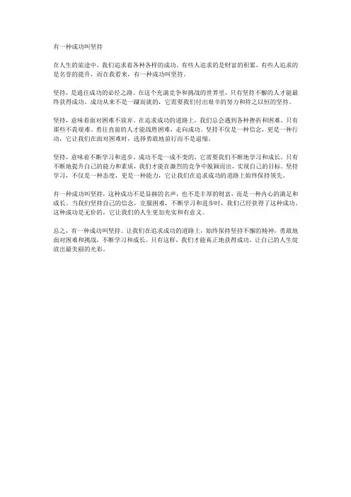 有一种成功叫坚持