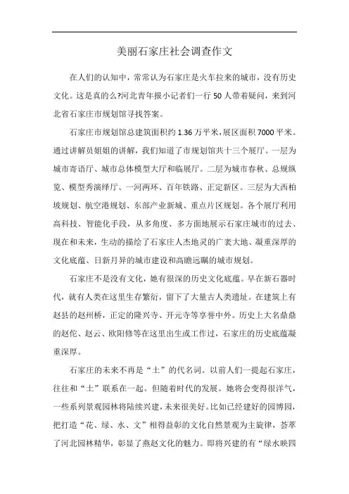 美丽石家庄社会调查作文