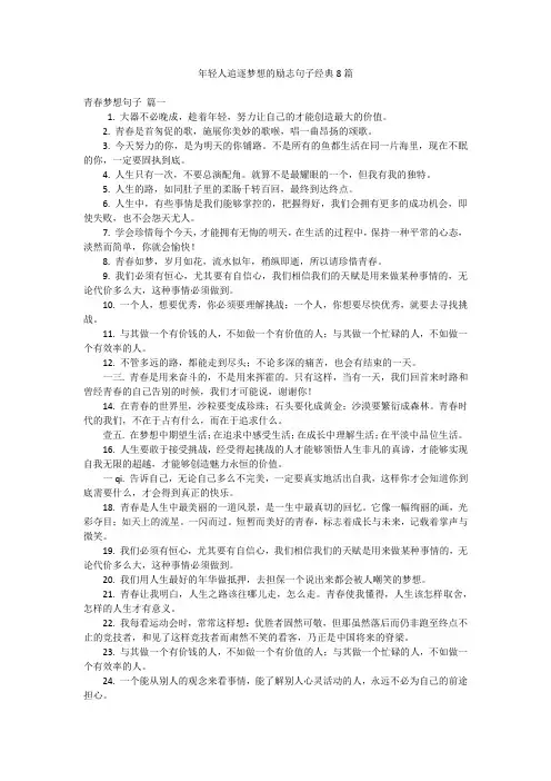 年轻人追逐梦想的励志句子经典8篇