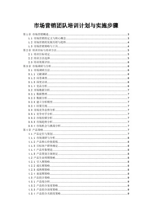 市场营销团队培训计划与实施步骤