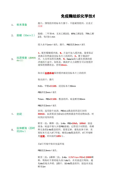 自写技术 免疫组化操作步骤 2013年7月4日