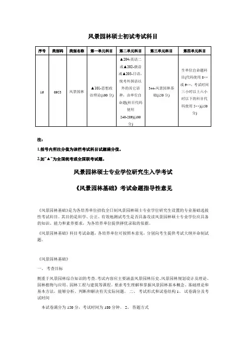 风景园林(专业)硕士考试科目及大纲解析