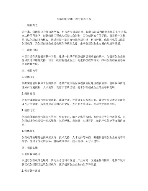实施创新载体工程方案怎么写